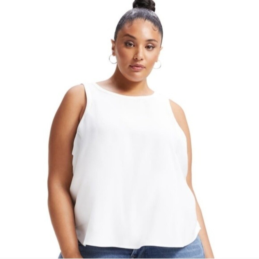 Good American Cut in Woven Tank in Ivory color size 4-XL new with tag